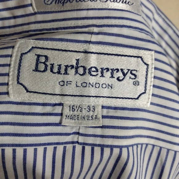 Burberrys Mens White/Blue Stripe Button Down Shirt - Picture 6 of 6